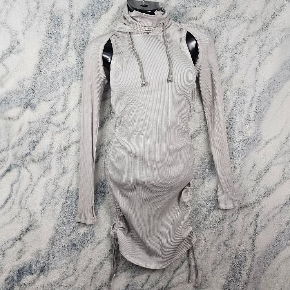 Dolls Kill Darker Wavs XL Ruched Knit Cut Out Racerback Mini Dress White NWOT